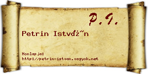 Petrin István névjegykártya
